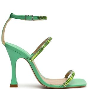 Schutz Green Strappy Women's Heels Rhinestones